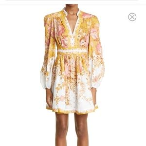 Zimmermann NWT Pattie floral mini linen dress 0-2